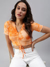 Women's Orange Tie Dye Crop Top-SH-108-Orange