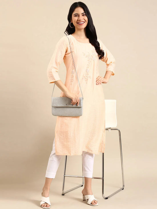 Women's Pink Solid Straight Kurta-SKC-3362-Peach