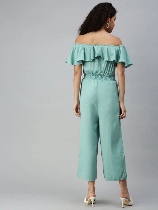 Women's Green Solid Jumpsuit-AE-9927-Green