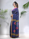 Blue Cotton Saree With Stripes Pattern-MA56CH33880045