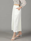 Women's Off White Solid Culottes-AE-1118-Offwhite