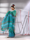 Teal Patli-Pallu Cotton Saree With Stripes Pallu-MA55CT06540003