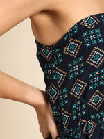 One shoulder dhoti Jumpsuit in Navy Print