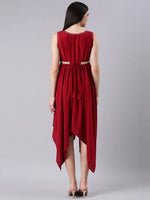 Women Maroon Solid Fit and Flare Dress-RE-SKF-207-Maroon