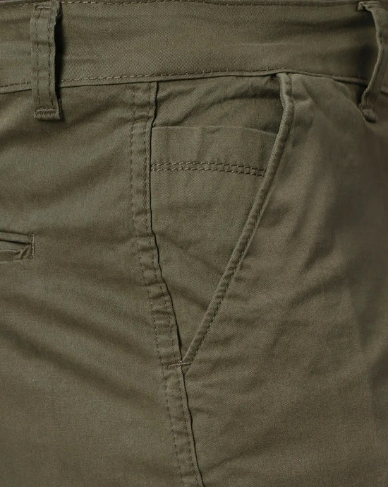 Solid Stretchable Shorts with 6 pockets-Green