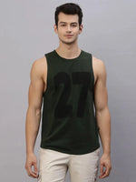 Rigo Mint Printed Round Neck Sleeveless T-Shirt Vest-SD04221065-L