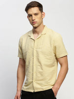 Men Cream Solid Shirt-CALIGO-1772-Cream