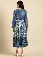 Women's Navy Blue Printed Anarkali Kurta-ON-600-Navyblue