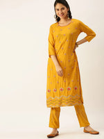 Women's Yellow Solid Kurta Sets-FS-1997-Mustard