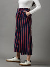 Women's Navy Blue Striped Parallel Trouser-AE-10413-Navyblue