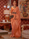 Saree Mall Women's  Blend Orange Woven Design Designer Saree With Blouse Piece-KABBY321001