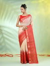 Beige Cotton Handwoven Saree With Zari Borders-MA66CT431820066