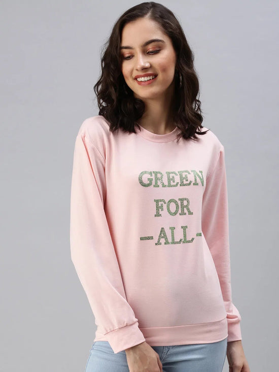 Women's Pink Solid SweatShirt-AN-08-Pink