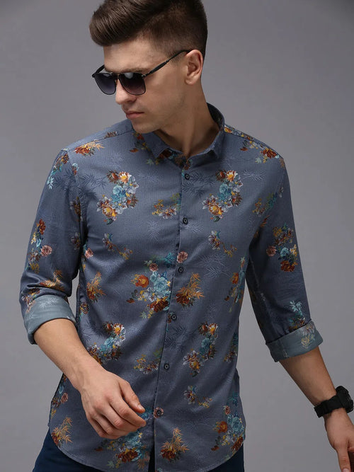 Men Blue Printed Casual Shirt-PARKERPRINT-1544-Blue