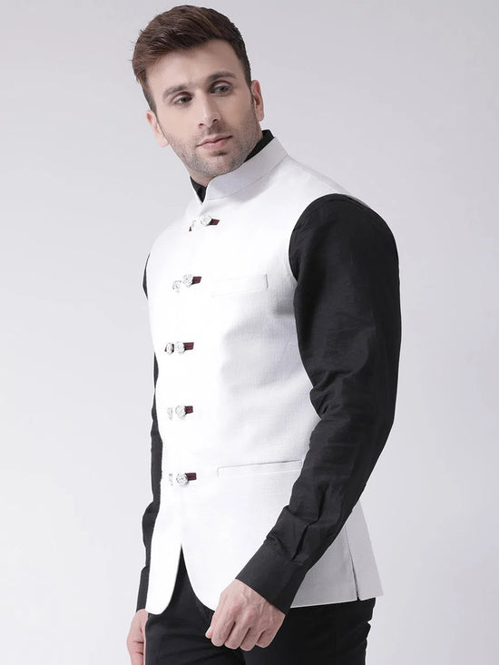 Hangup Men Standard Solid Men's Indian Wear-N2WhiteNehru