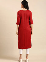 Women's Orange Solid Straight Kurta-SKC-3293-Rust