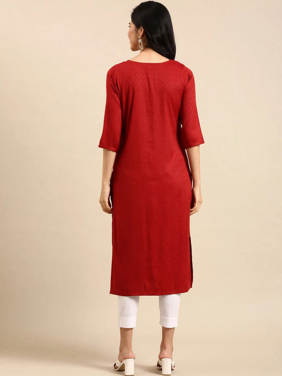 Women's Orange Solid Straight Kurta-SKC-3293-Rust