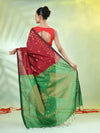 Maroon Cotton Saree With Geomatric Patterns-MA66BCT43830036