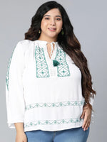 Zazzed white embroidered plus size women top