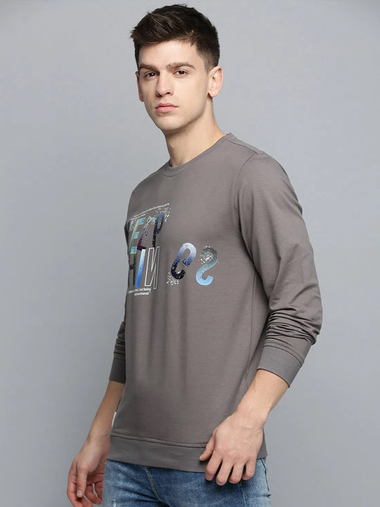 Men Grey Printed Casual Sweatshirt-BP-1410-Grey