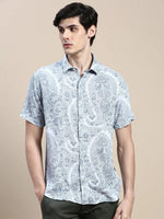 Men Grey Floral Casual Shirt-GEORGE-1642-Grey