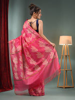 Pink Blended Silk Handwoven Saree With Paisley Border-MA50BSL34710006