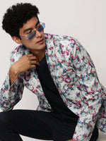 Men White Printed Casual Blazers-SOBLZ-082-18-White