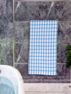 Athom Living Premium Gamcha Bath Towel 65 x 135 cm Pack of 1 White with Blue checkered-ATZ-BT-1A