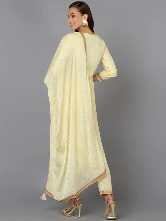 Silk Blend Lemon Yellow Jacquard Party wear