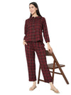 Smarty Pants Women's Brush Cotton Maroon Color Checks Night Suit