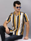 Rigo Striped Cuban Collar Half Sleeve Shirt