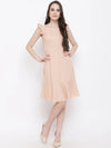 Shoulder strap frill dress in Skin