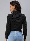 Women's Black Polka Dots Crop Top-AE-7036-Black