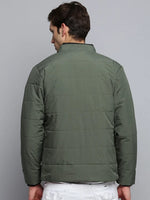 Men Green Solid Casual Jacket-LBR-245-Olive