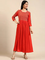 Women's Orange Embellished Anarkali Kurta-GW-1557-Orange