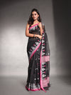 Black Cotton Silk Saree With Texture Border-MA54CTSL33610111