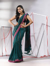 Teal Soft Cotton Saree With  Zari Stripe Designs-MA55CT06530047