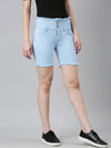 Women Blue Solid Denim Shorts-LT-S-102230-Blue