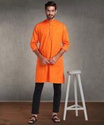 Hangup Men Standard Solid Men's Indian Wear-Orange_6_111_Kurta