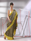 Ecru Cotton Saree With Stripe Solid Border-MA55CT06520076