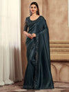 Saree Mall Women's Satin  Black Embellished Designer Saree With Blouse Piece-SRVATN7903