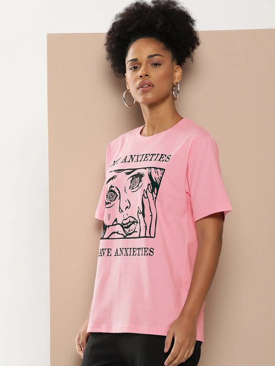 Difference of Opinion Pink Graphic Oversized T-Shirt-DOWMN300PINK-XS