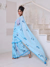 Sky Blue Bengali Style Mulmul Cotton Soft Saree-MA62MCT33750039