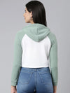 Women White Colourblock Crop Sweatshirt-AE-10656-White