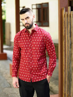 Dillinger Men's Printed Shirt-DLMSRT011MRN-S