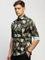 Men Green Floral Shirt-PRISM-1695-Green