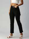 Women's Black Solid Denim Straight Jeans-IM-9831-Black