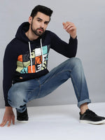 Men Blue Solid Sweatshirt-SCAW-35-Navyblue