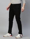 Genips Men's Cotton Stretch Caribbean Slim Fit Solid Trousers - Black Color