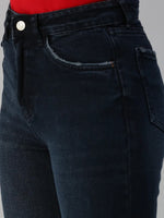 Women's Blue Solid Flared Denim Jeans-GZ-5076-Blue